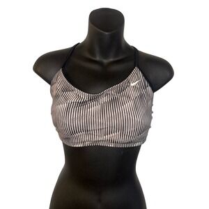 Nike Women's reversible Bra Athletic swim Black Striped Print Size XL